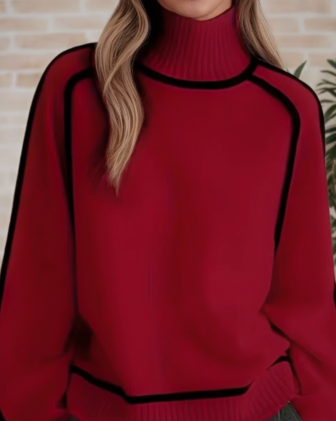 High Neck Office Pullover Solid Soft