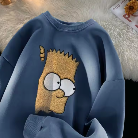 Autumn Winter New Cartoon Printing Loose All-match Crew Neck Hoodies