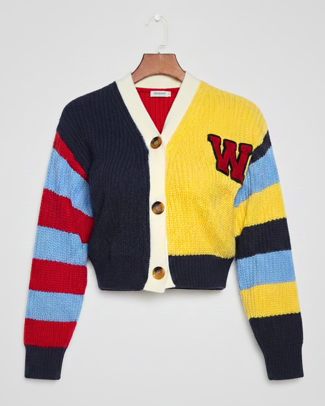 Colorful Patchwork Street Trend Hipster Knit Coat