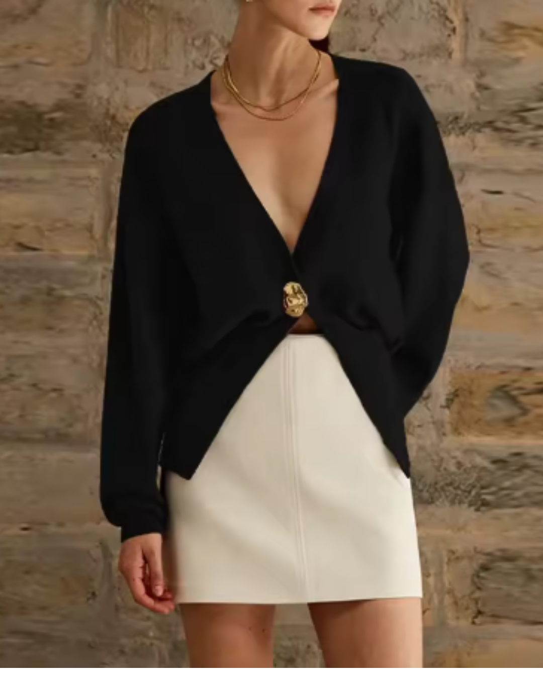 Chic Striped Knit Cardigan with Statement Buckle