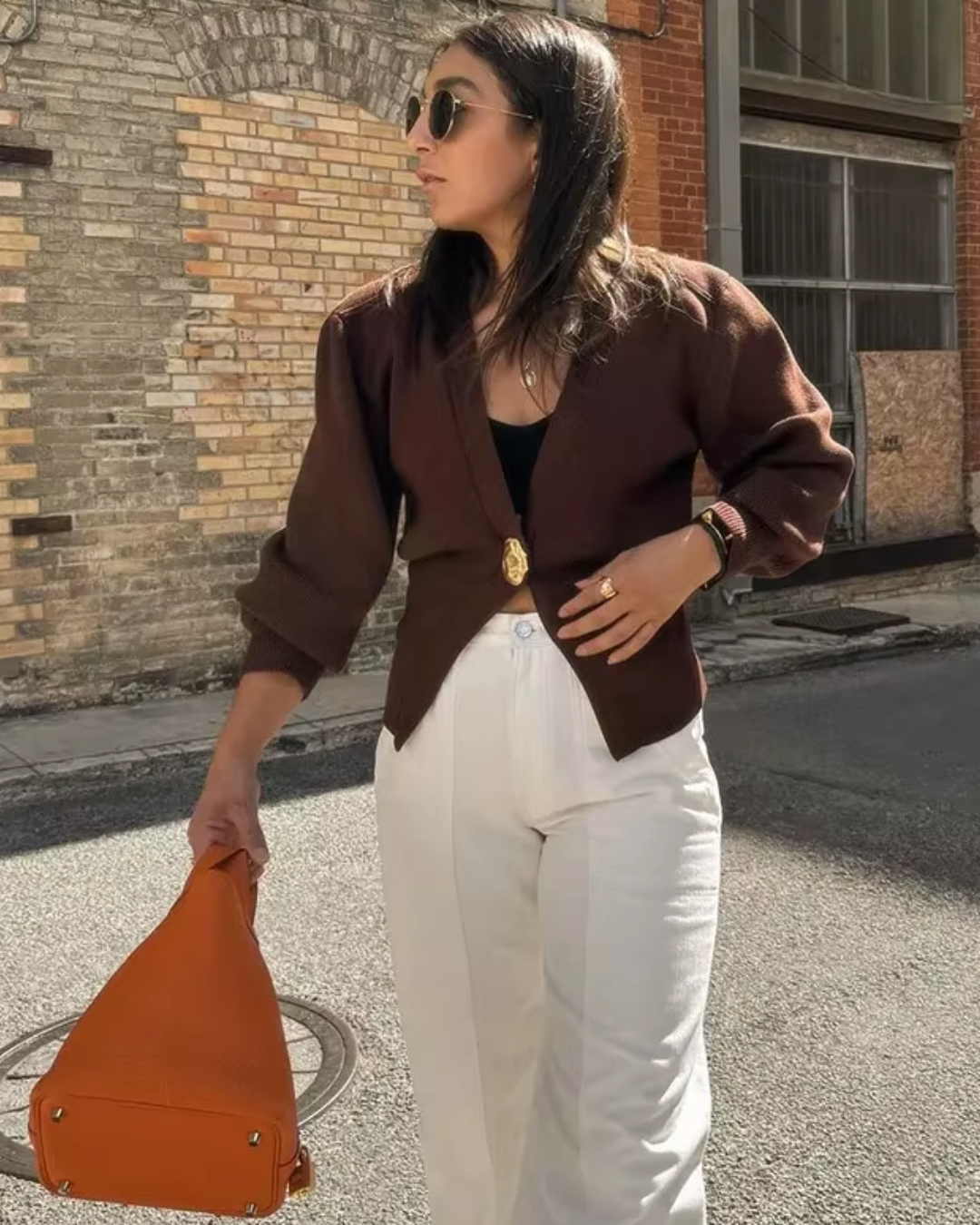 Chic Striped Knit Cardigan with Statement Buckle