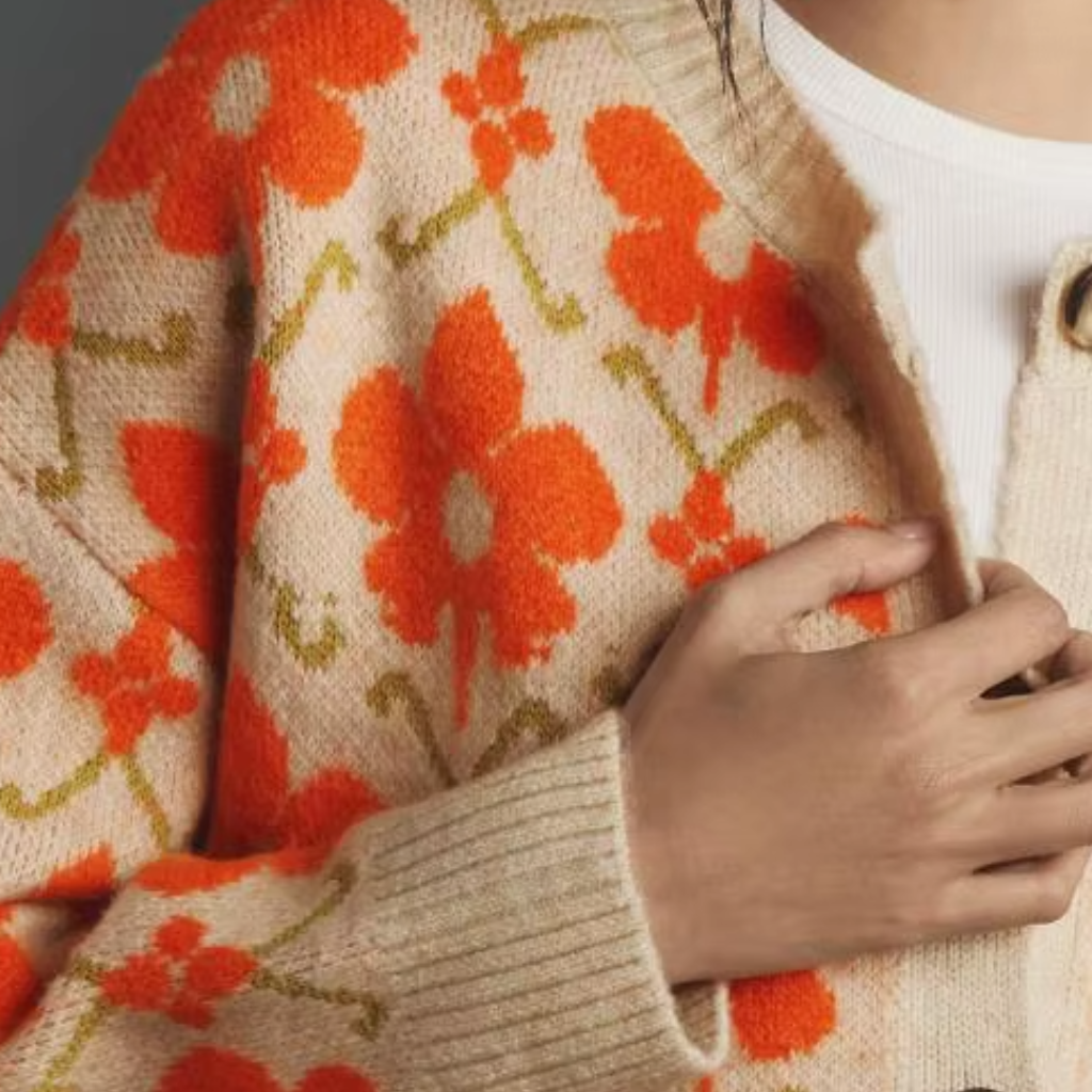"Big Bloom" Floral Button-Up Cardigan