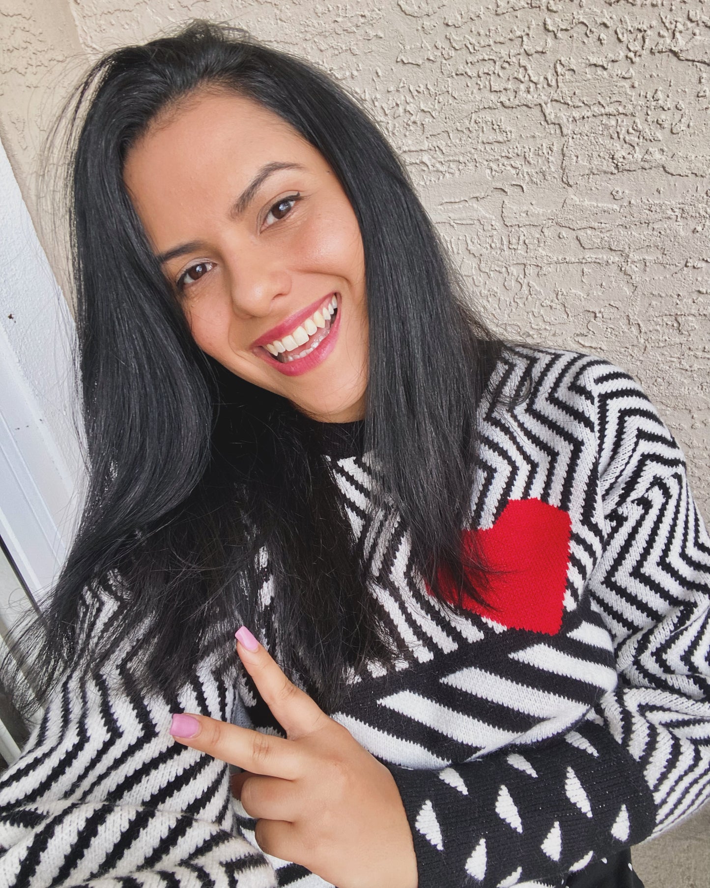 Black Geometric Heart Sweater