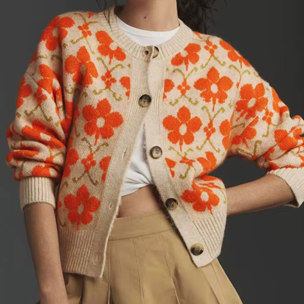 "Big Bloom" Floral Button-Up Cardigan