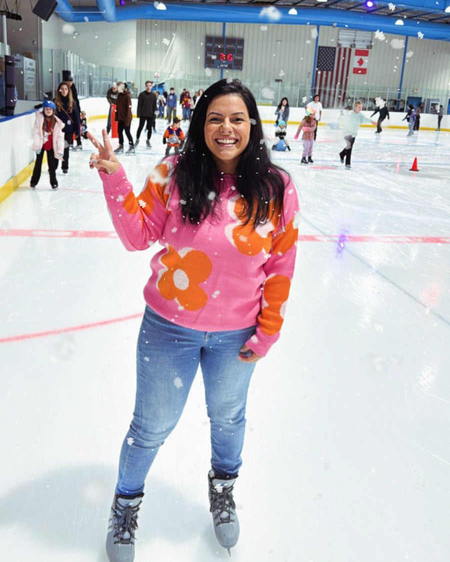 Vibrant Pink & Orange Oversized Floral Jumper