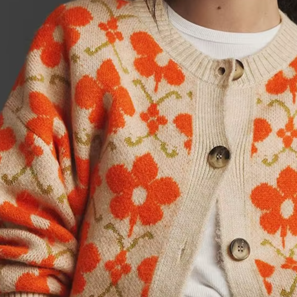 "Big Bloom" Floral Button-Up Cardigan