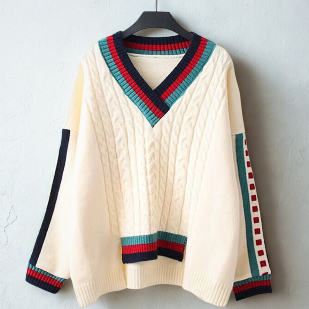 Retro Collegiate Cable-Knit Jumper