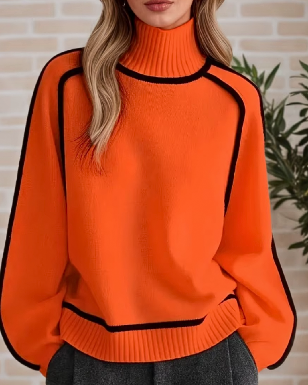 High Neck Office Pullover Solid Soft