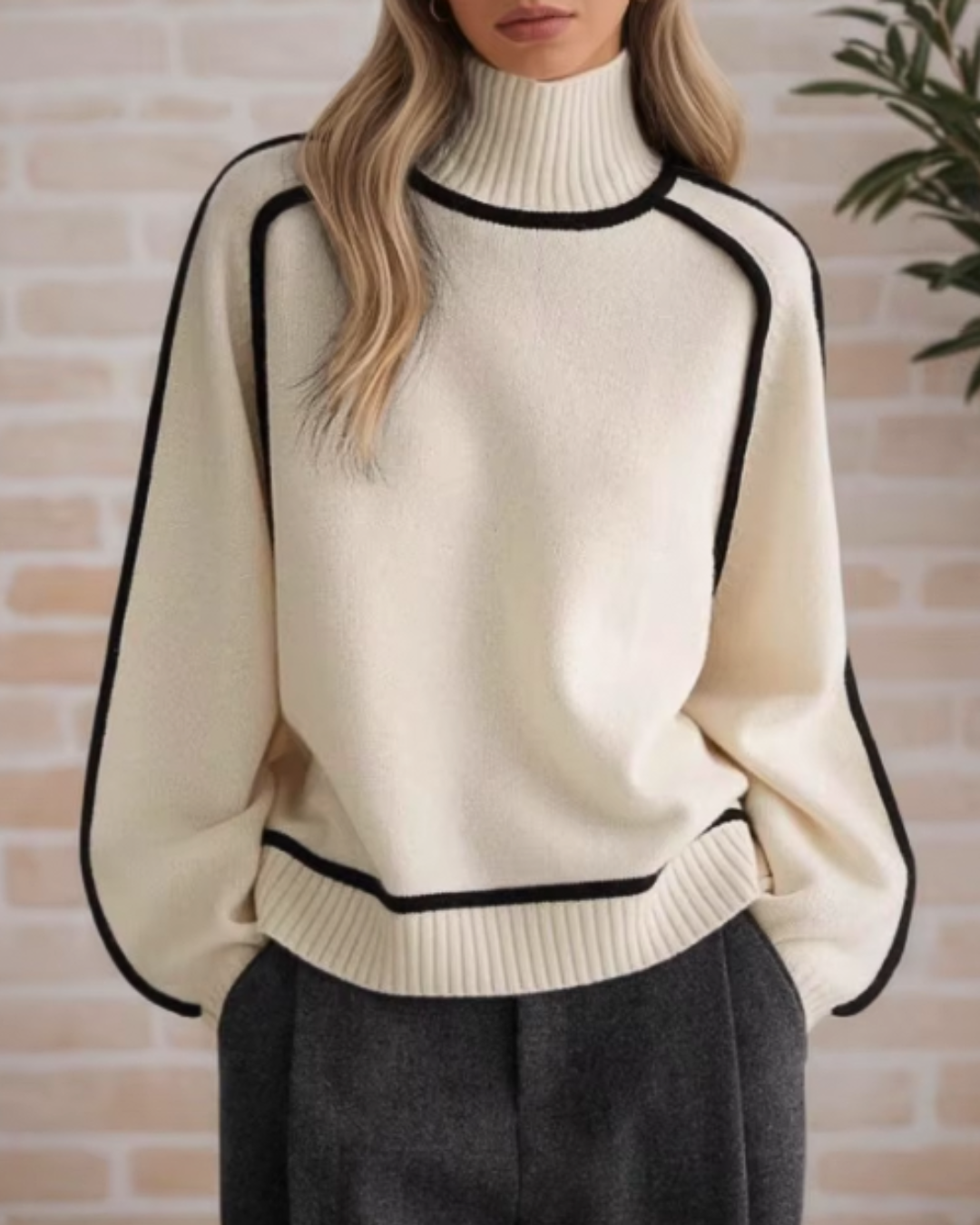 High Neck Office Pullover Solid Soft