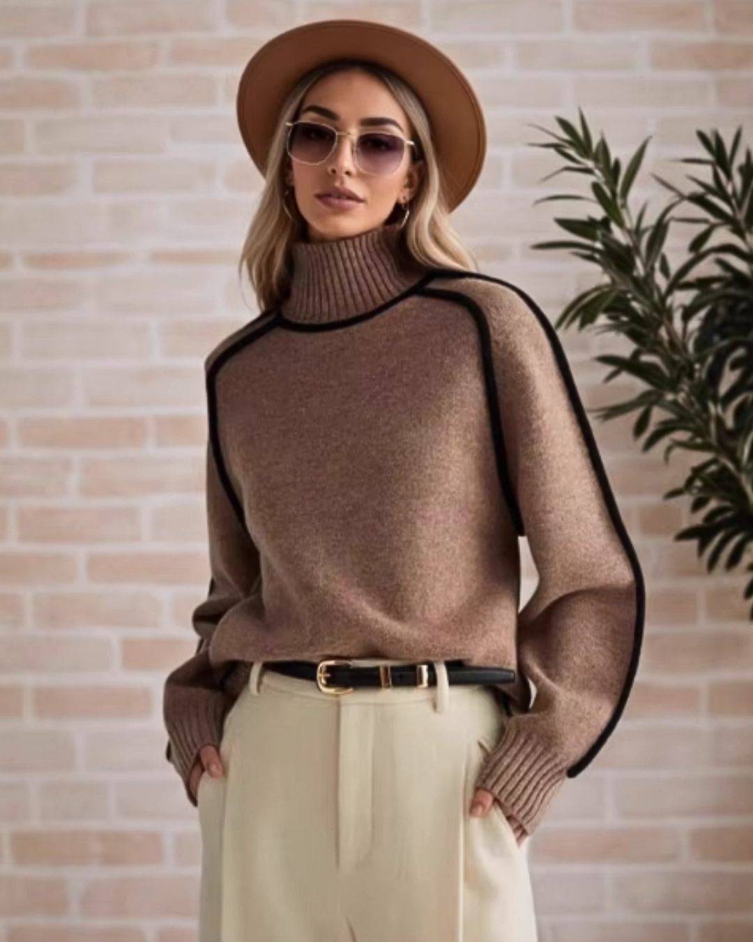 High Neck Office Pullover Solid Soft