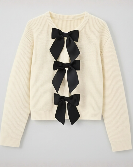 Elegant Ribbon Front Sweater