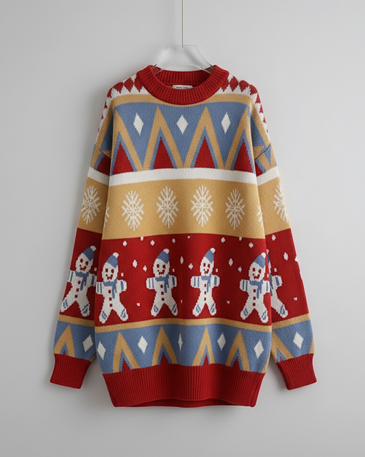 Christmas Snowflake Knitted Longline Thickened Pullover