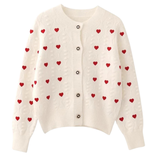 Embroidery Heart Knit Cardigan