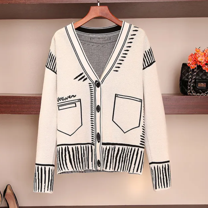 POP cardigan black and white