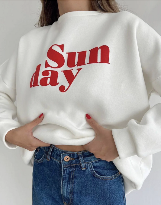 Casual “Sunday” Letter Print Sweatshirt