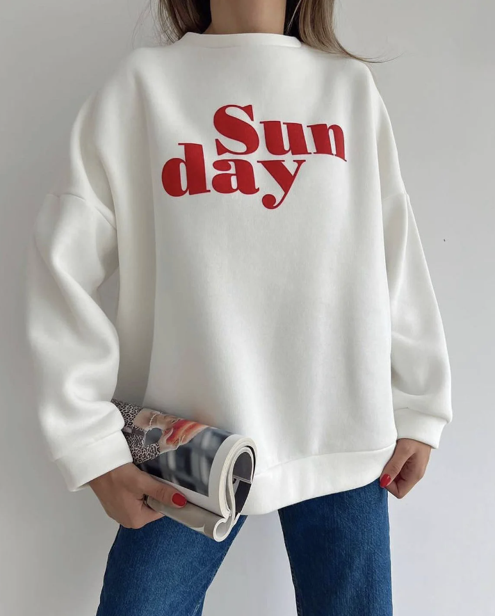 Casual “Sunday” Letter Print Sweatshirt