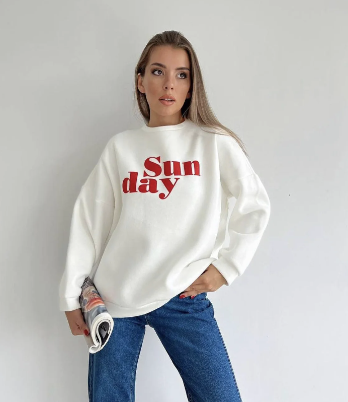 Casual “Sunday” Letter Print Sweatshirt