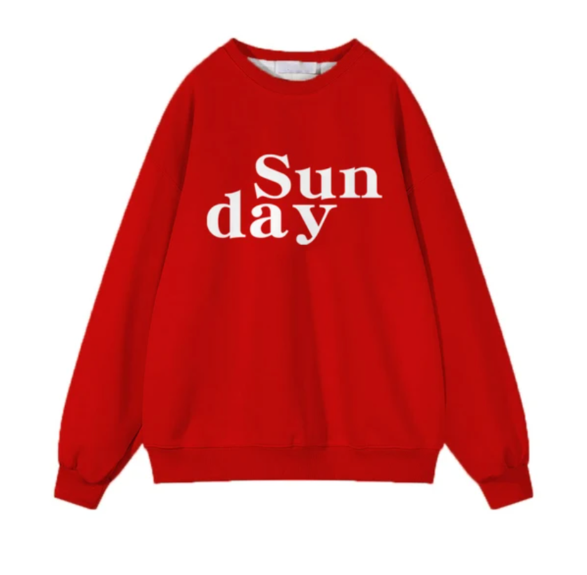 Casual “Sunday” Letter Print Sweatshirt