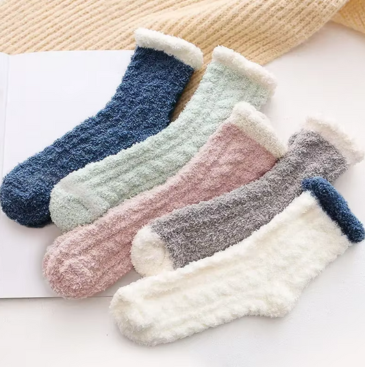 5 Pairs Thickened Coral Fleece Socks for Women