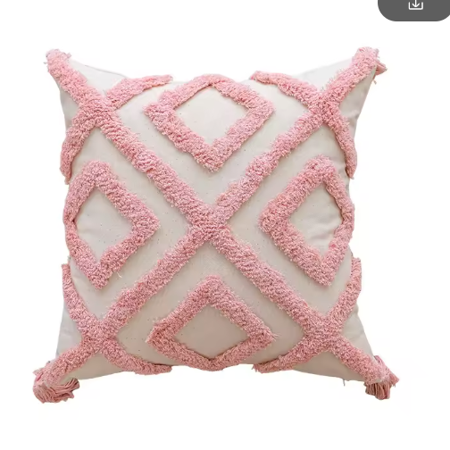 Pink Plush Sofa Pillow Case New 45X45