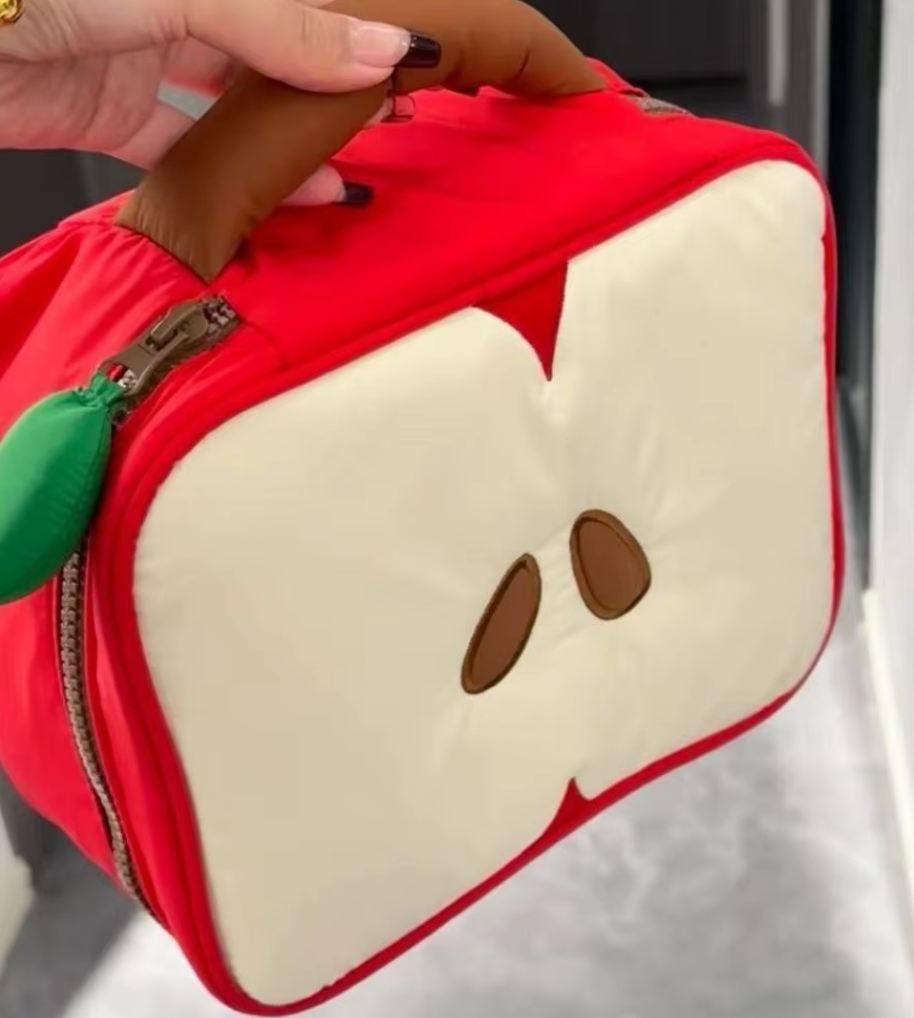 Cartoon Apple Pattern Makeup Bag Women