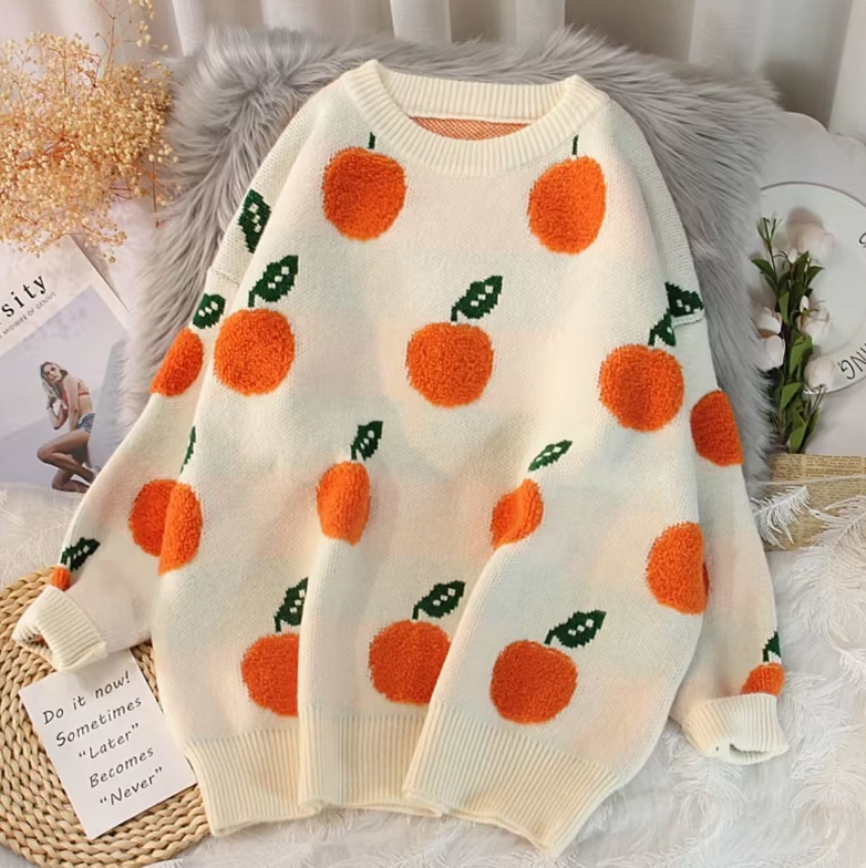 "Orange Zest" Embroidered Sweater