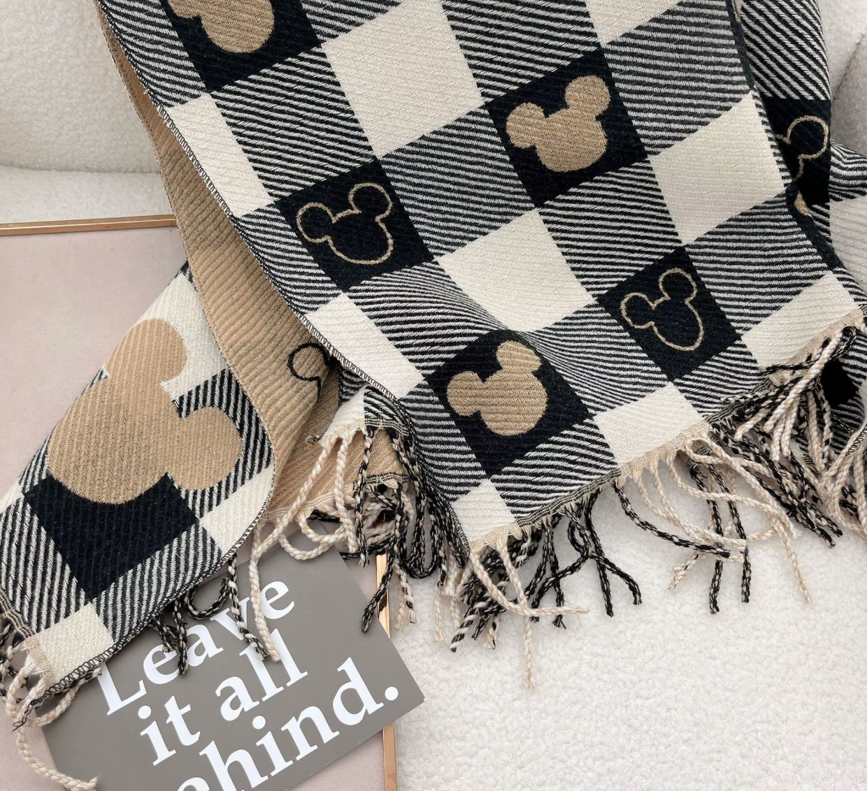 Chic Mickey Plaid Oversized Scarf 🧣🥰