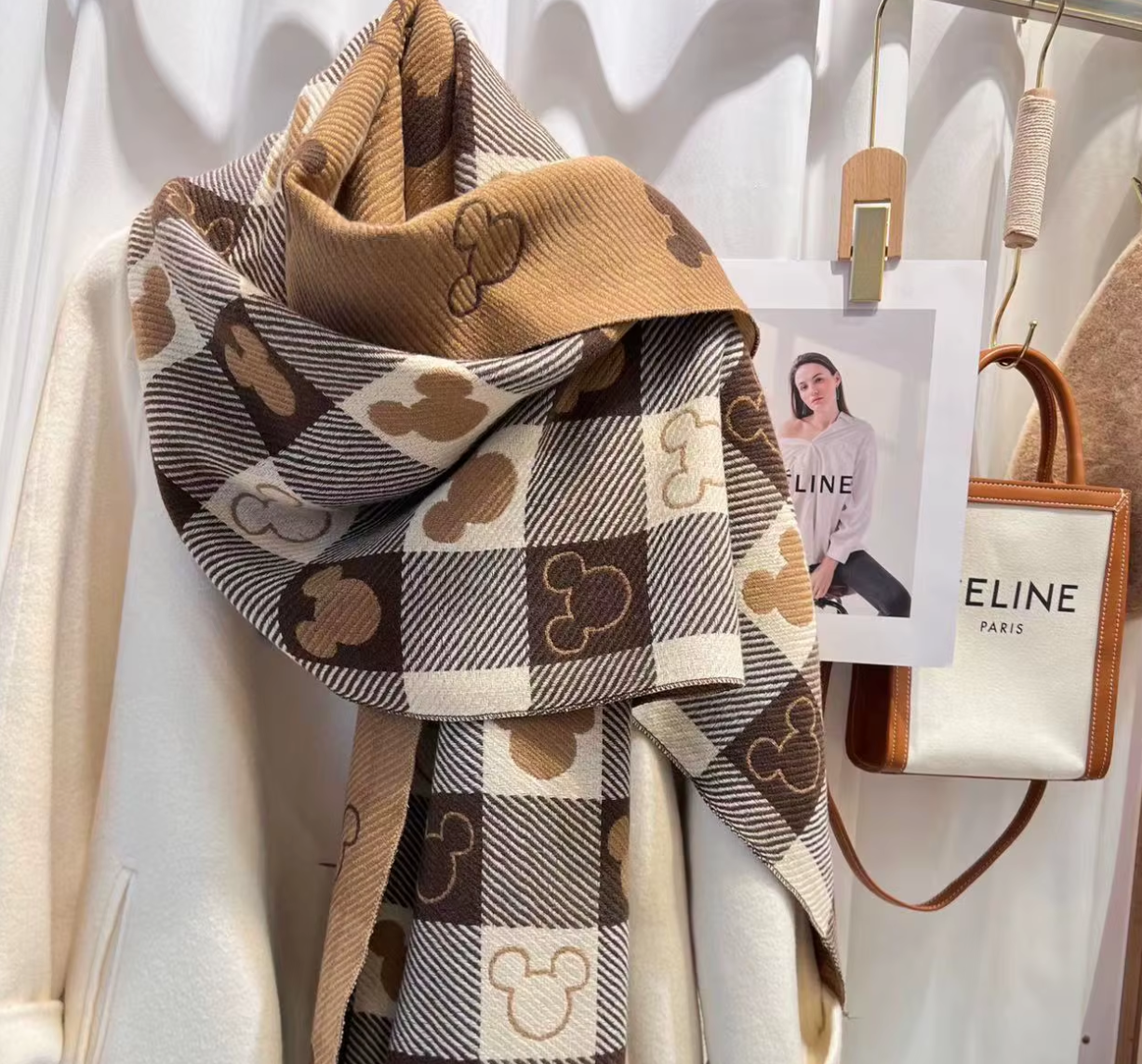 Chic Mickey Plaid Oversized Scarf 🧣🥰