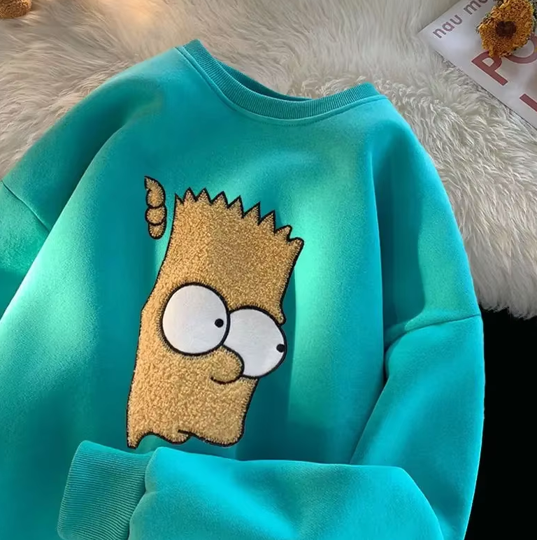 Autumn Winter New Cartoon Printing Loose All-match Crew Neck Hoodies