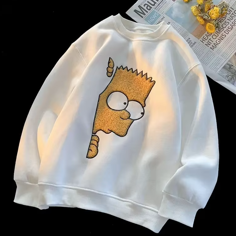 Autumn Winter New Cartoon Printing Loose All-match Crew Neck Hoodies