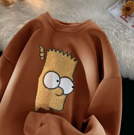 Autumn Winter New Cartoon Printing Loose All-match Crew Neck Hoodies