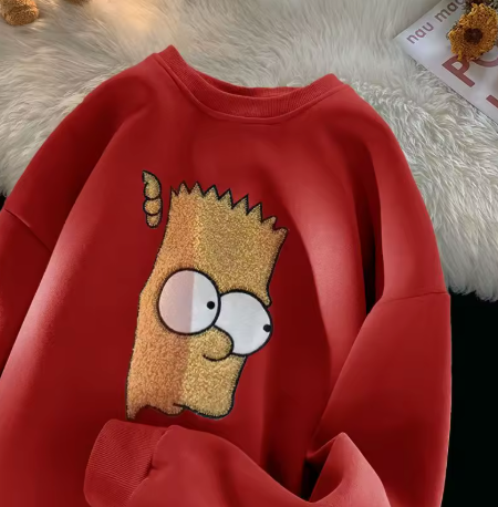 Autumn Winter New Cartoon Printing Loose All-match Crew Neck Hoodies