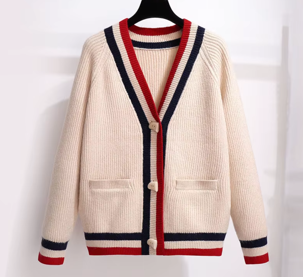 Striped V-Neck Cardigan