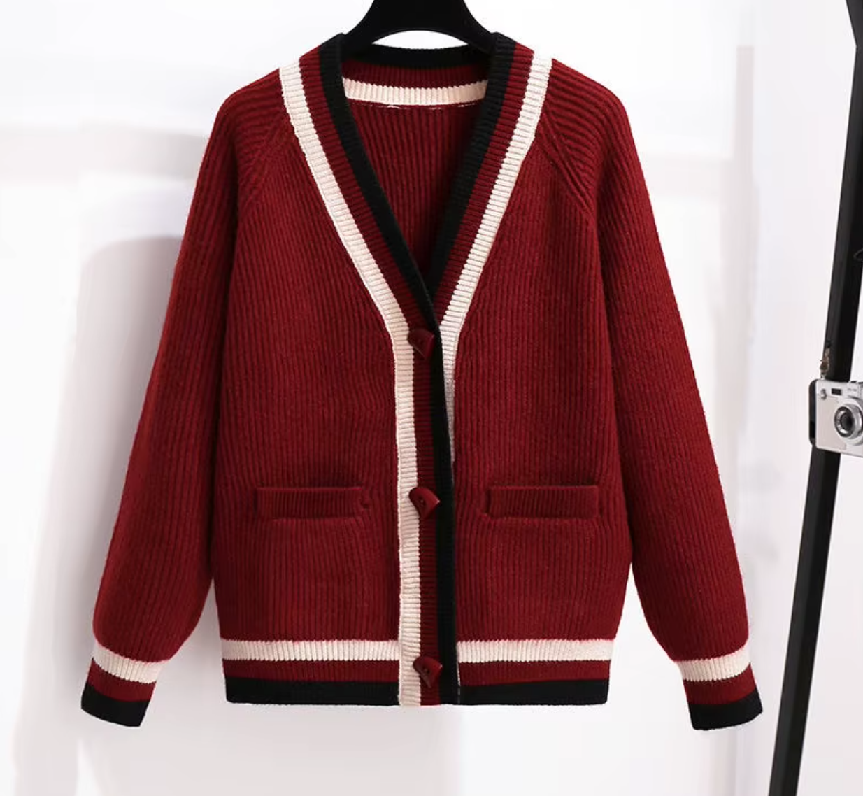 Striped V-Neck Cardigan