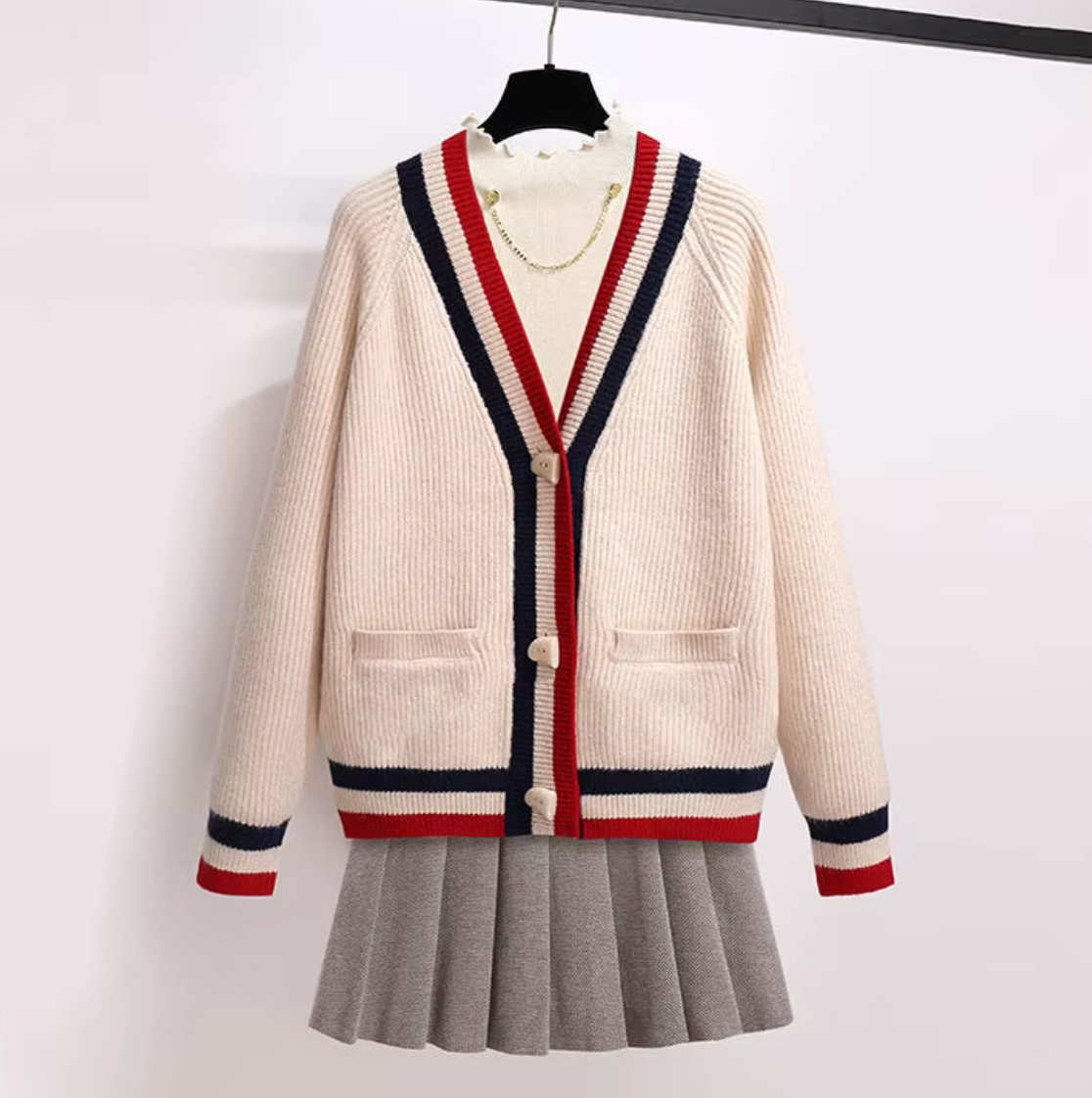 Striped V-Neck Cardigan