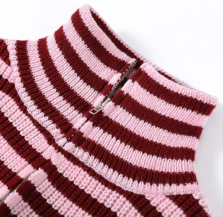 Women's Color-Block Striped Knit Sweater Turtleneck