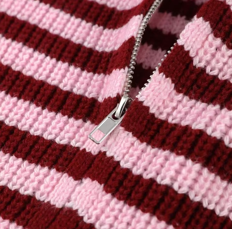 Women's Color-Block Striped Knit Sweater Turtleneck