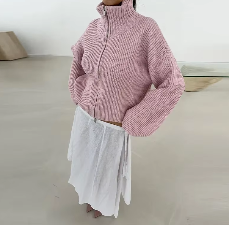 Women's Color-Block Striped Knit Sweater Turtleneck