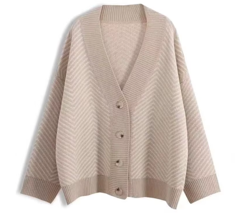 "Quiet Luxury" Geometric Oversized Knit Cardigan