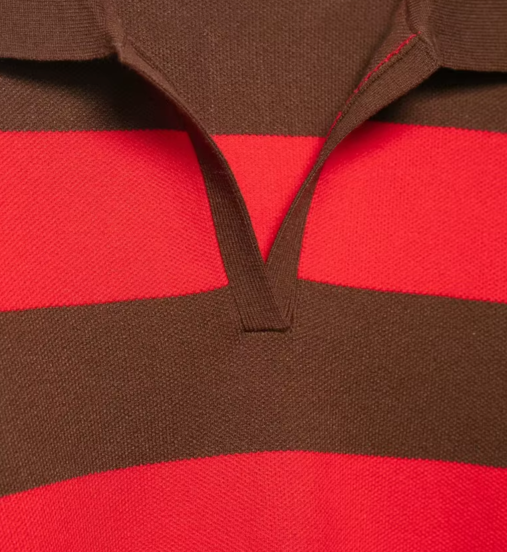 Retro Striped Polo Knit Sweater