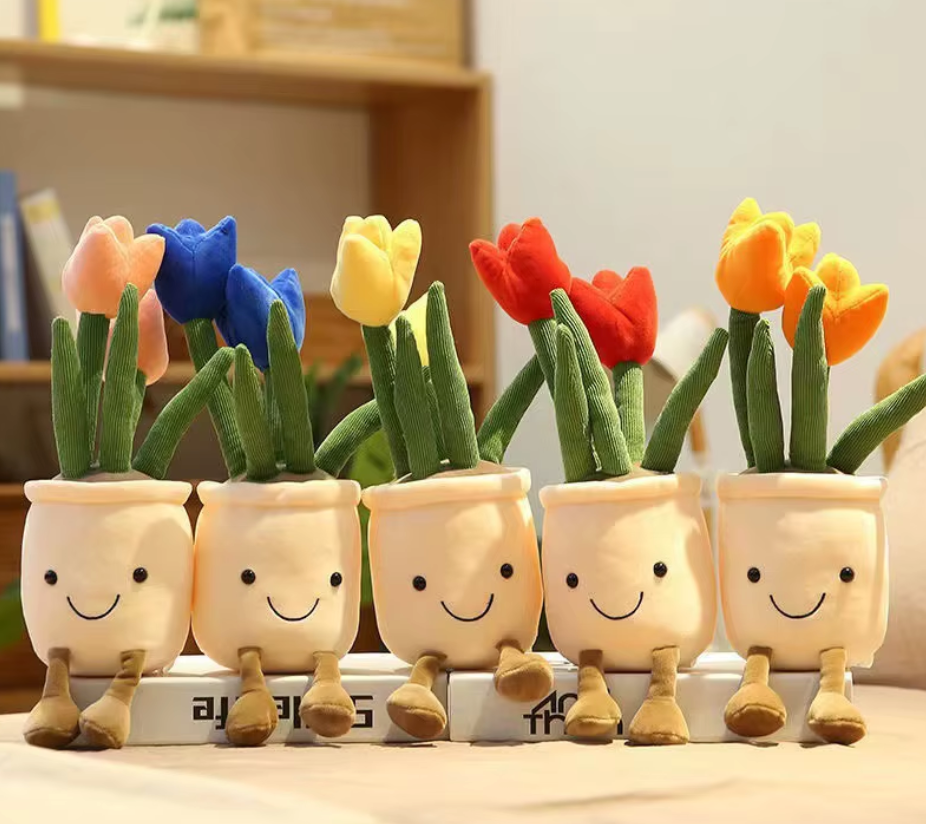 Succulent Flower Tulip Plant Potted Plush Home Decoration