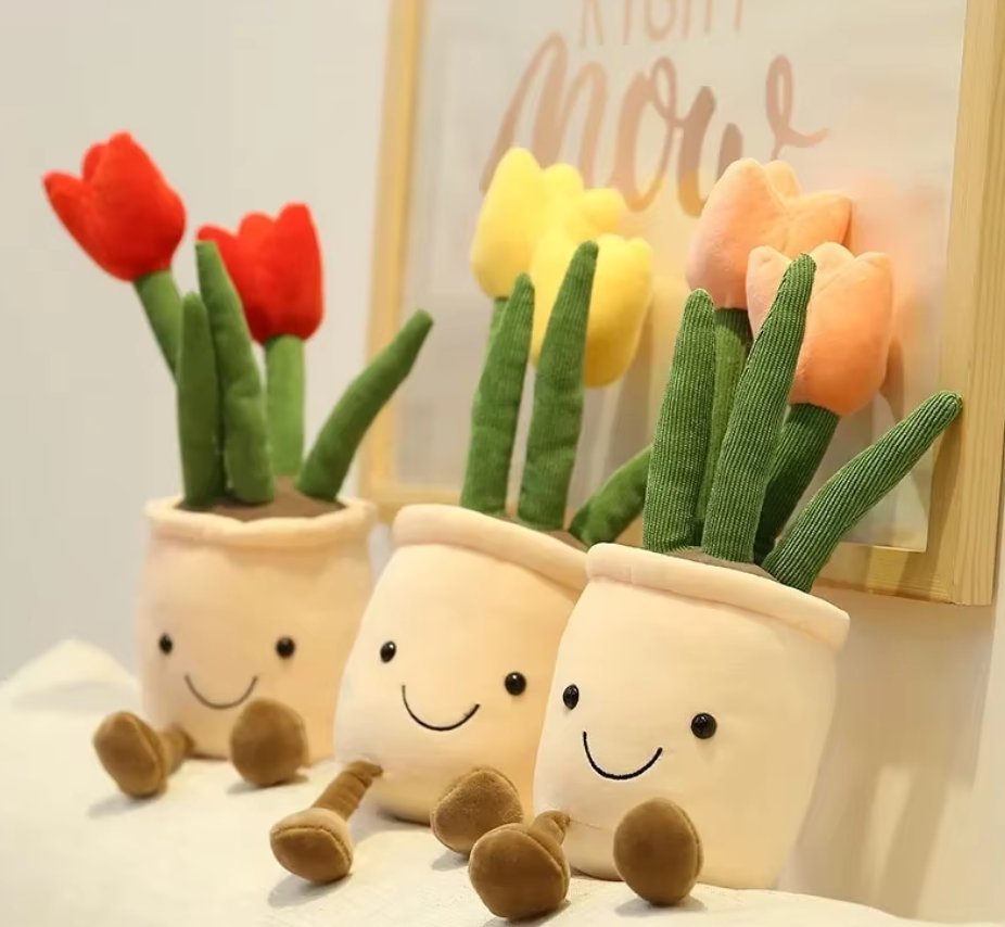 Succulent Flower Tulip Plant Potted Plush Home Decoration