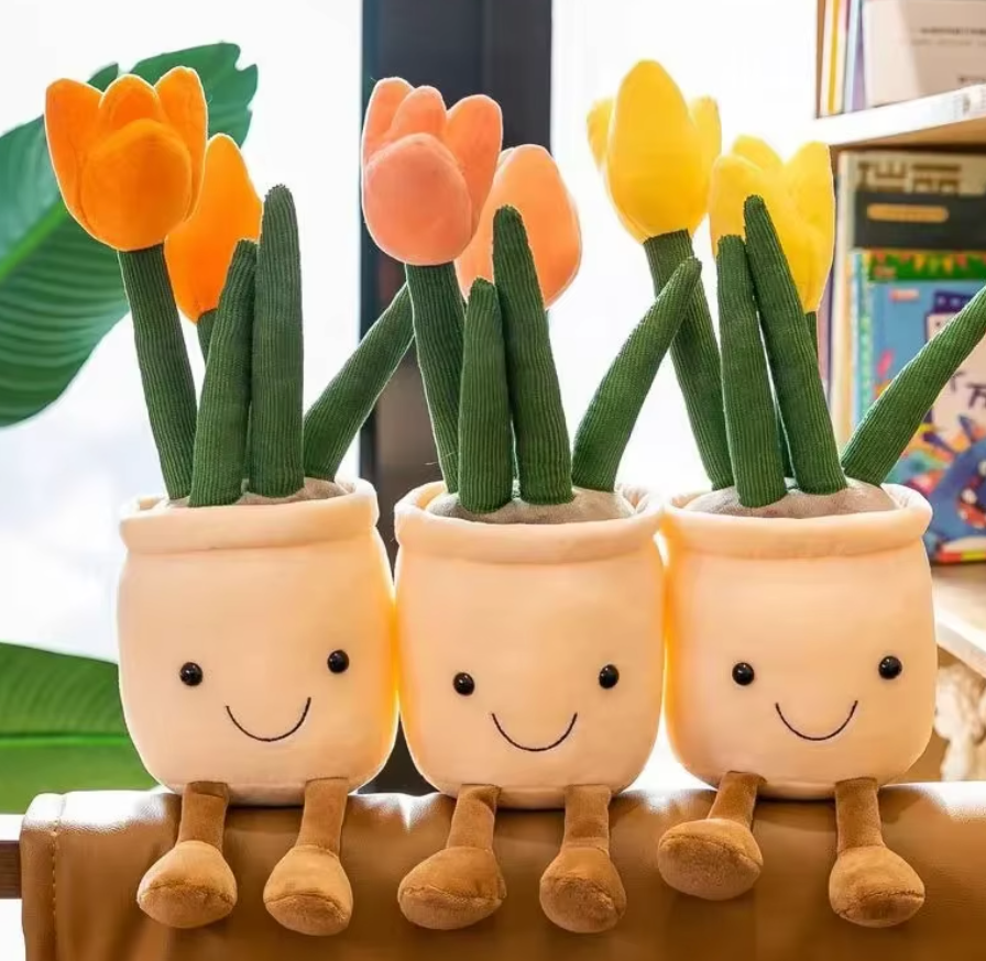 Succulent Flower Tulip Plant Potted Plush Home Decoration