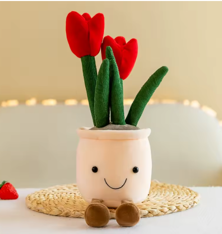 Succulent Flower Tulip Plant Potted Plush Home Decoration