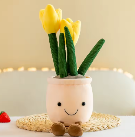 Succulent Flower Tulip Plant Potted Plush Home Decoration