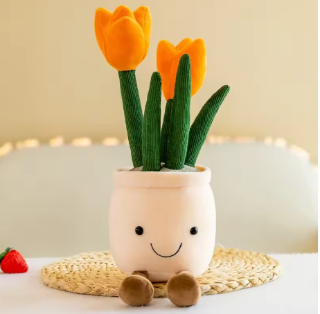 Succulent Flower Tulip Plant Potted Plush Home Decoration