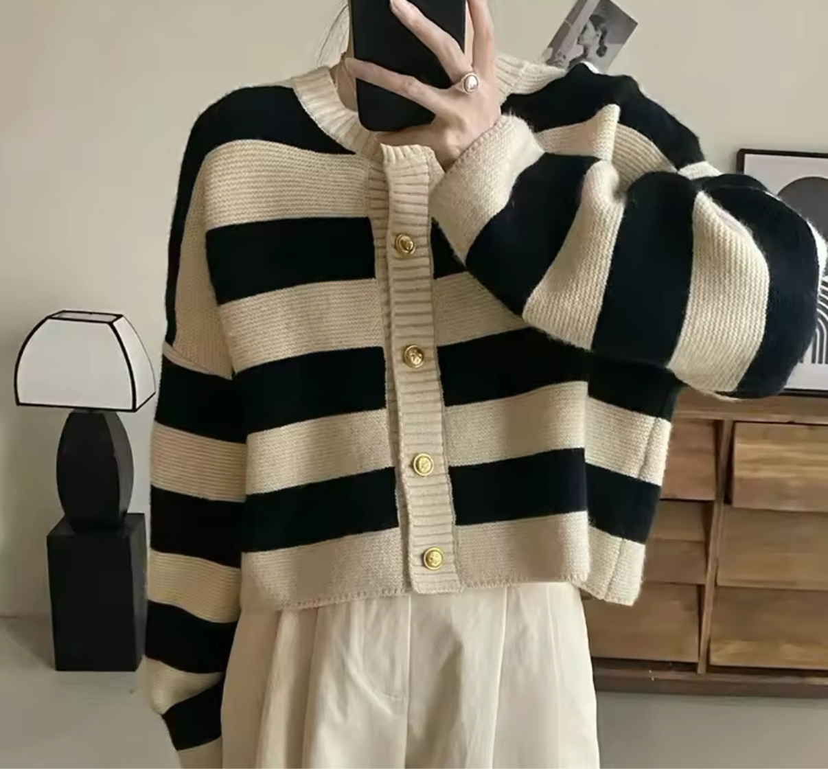 Stripes buttons cardigan