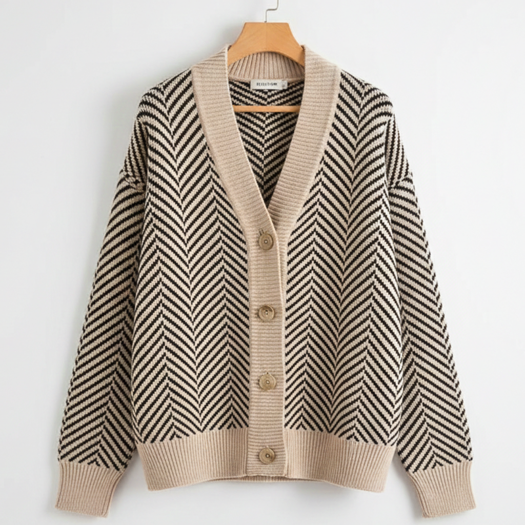 "Quiet Luxury" Geometric Oversized Knit Cardigan
