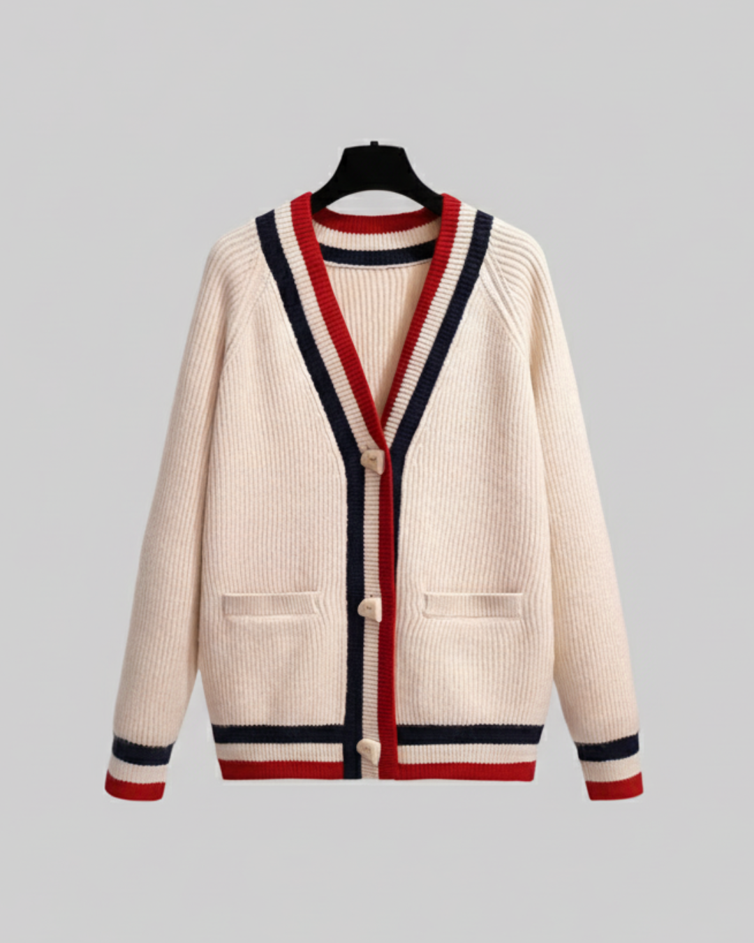 Striped V-Neck Cardigan