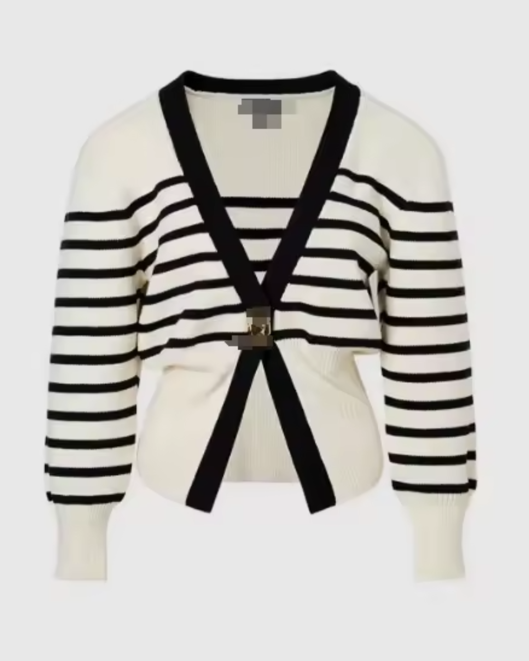 Chic Striped Knit Cardigan with Statement Buckle